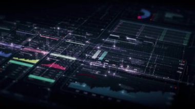 Gelecekçi ekran görüntüleme matrisi, yüksek teknolojili dijital veri uzaktan ölçümü, bilgisayar masaüstü ekranı için dinamik arkaplan görüntüsü