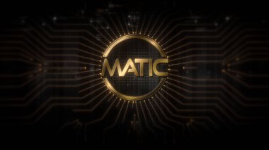 MATIC kripto para birimi sembolü. Engelleme teknolojisi. dijital arkaplan. 3d oluşturma