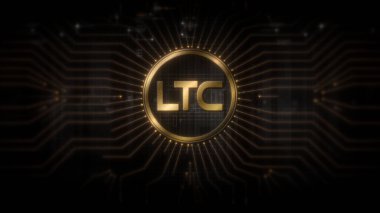 LTC şifreleme sembolü. Engelleme teknolojisi. dijital arkaplan. 3d oluşturma