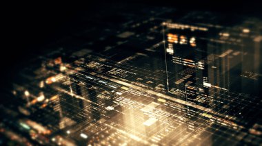 Yapay zeka, kuantum fiziği ve derin öğrenmeyi, düzgün, HUD tarzı bir arayüzde veri analiz eden bir parçacık matrisi ile harmanlayan gelecekçi ağ simülasyonu