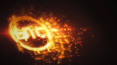 Parlak arkaplanı olan BTC kripto para birimi kavramı