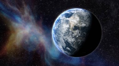 Dünya gezegeninin 3 boyutlu çizimi, evren, konsept