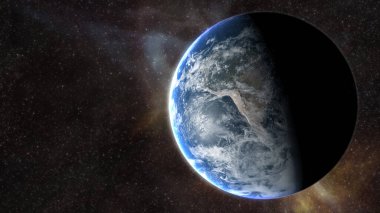 Dünya gezegeninin 3 boyutlu çizimi, evren, konsept