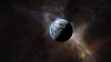 Dünya gezegeninin 3 boyutlu çizimi, evren, konsept