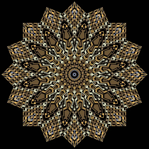 Blommig Mandala Zigzag Prydnads Färgglada Mandala Mönster Blomma Vacker Stam — Stock vektor