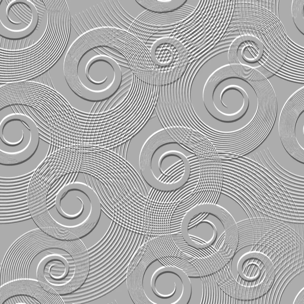 Blanco Espirales Patrón Sin Costura Texturizado Relieve Espirales Fondo Repita — Archivo Imágenes Vectoriales