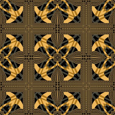 Yunan etnik tarzı, çiçeksiz desen. İşaretli kare çerçeveler ve sınır vektör arkaplanı. Sınır arkaplanını tekrarla. Soyut ekose ekoseli süs. Yunan anahtarı, avare. Dekorasyon tasarımı