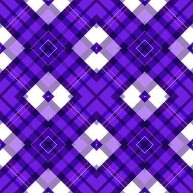 Rhombus çizgili baklava desensiz desen. Eşkenar dörtgen desenleri kontrol et. Kumaş ve tekstil baskısı için renkli arkaplan üzerinde oduncu bufalo desenli ekoseli vektör, kıyafet izleri. Sonsuz.