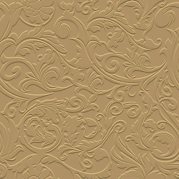 Floral Gold Baroque Motif Sans Couture Fond Grunge Relief Vectoriel — Image vectorielle