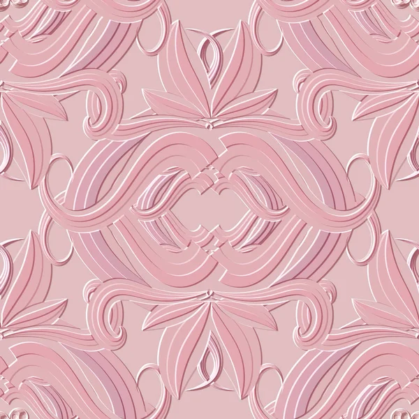 Doux Motif Sans Couture Couleur Rose Fond Vecteur Floral Rayé — Image vectorielle