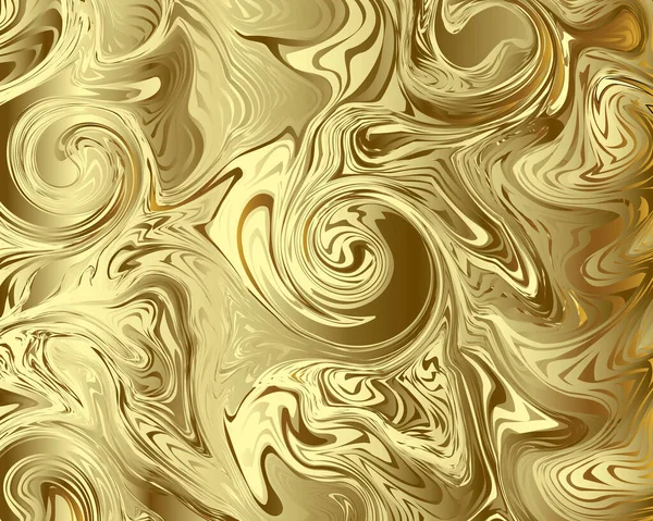 Psychédélique Motif Marbré Golden Dynamique Tourbillonne Fond Vectoriel Luxe Décor — Image vectorielle