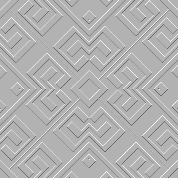 ギリシャ大使3Dシームレスなパターン 白の背景を強調したレリーフ ギリシャ語のキーは 表面幾何学的な装飾を意味する 要約テクスチャの背景を繰り返します 無限の質感を強調します 現代の境界線のデザイン — ストックベクタ