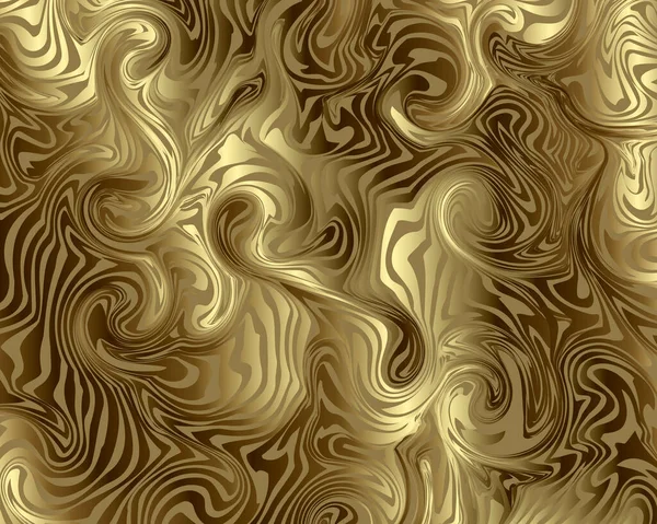 Gold Psychedelisches Marmormuster Goldene Dynamische Wirbel Vektor Hintergrund Luxus Ornamentale — Stockvektor