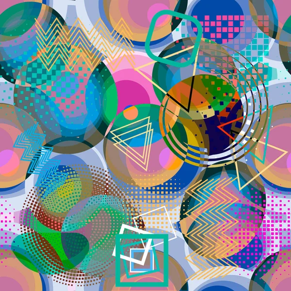 Memphis Colorful Seamless Pattern Современный Геометрический Фон Повторите Геометрические Формы — стоковый вектор