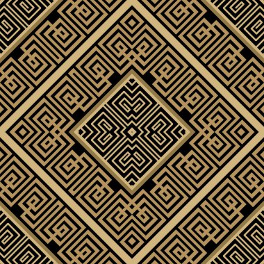 Kusursuz Yunan deseni. Lüks eşkenar dörtgen arka plan. Modern geometrik desenli vektör arkaplanı. Güzel geleneksel Yunan tarzı süsler. Yunan anahtar pervazları, eşkenar dörtgen çerçeveler, labirentler.