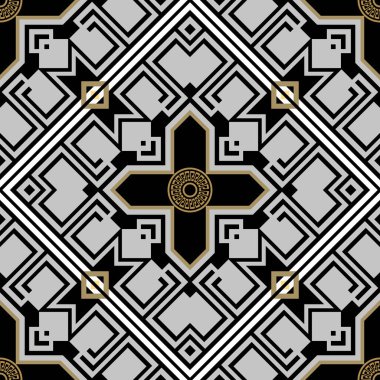 Kusursuz lüks Yunan modeli. Şık bir vektör arka planı. Modern geometrik desenli arka plan. Güzel etnik tarz süsler. Yunan kilit kavşakları, daireler, mandalalar. Sonsuz doku.
