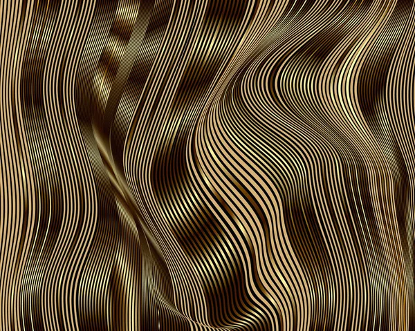 Золоті Хвилясті Лінії Розкішний Візерунок Поверхневі Хвилі Фону Лінійне Мистецтво — стоковий вектор