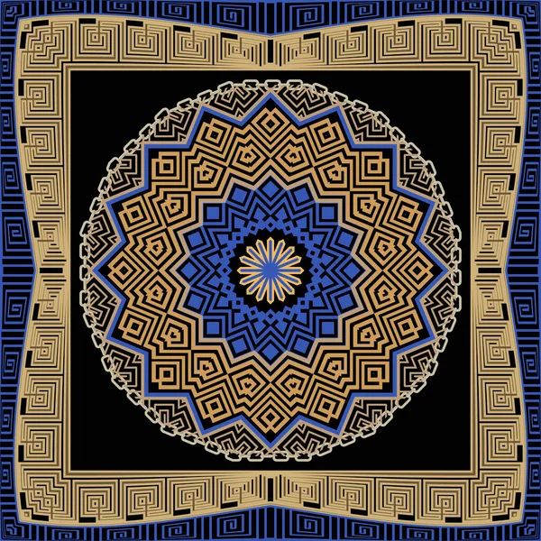 Mandala Patrón Mandala Griego Sin Costuras Con Marco Cuadrado Fondo — Archivo Imágenes Vectoriales