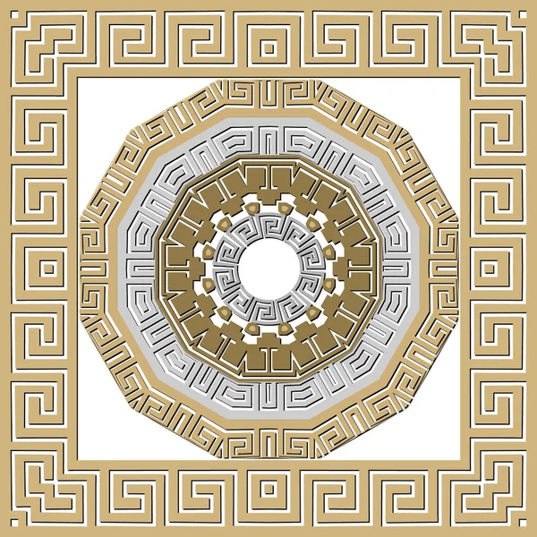 Мандала Бесшовный Греческий Узор Квадратной Рамой Декоративное Происхождение Векторное Повторение — стоковый вектор