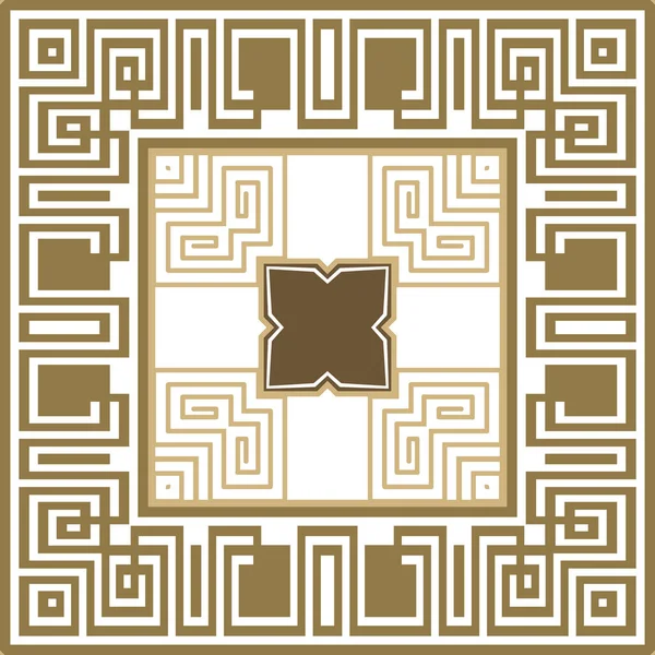 Naadloos Vierkant Grieks Patroon Met Frame Decoratieve Achtergrond Vector Herhaal — Stockvector