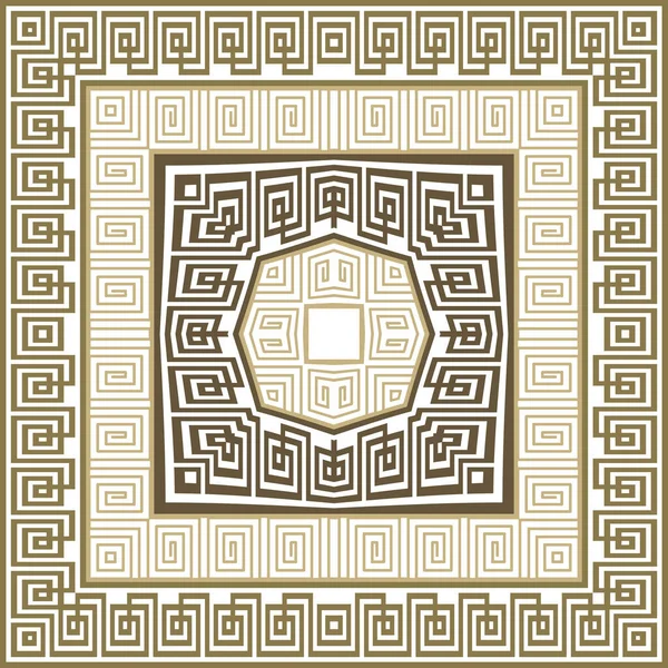 Nahtloses Quadratisches Griechisches Muster Mit Rahmen Ornamentaler Hintergrund Vektorwiederholung Hintergrund — Stockvektor