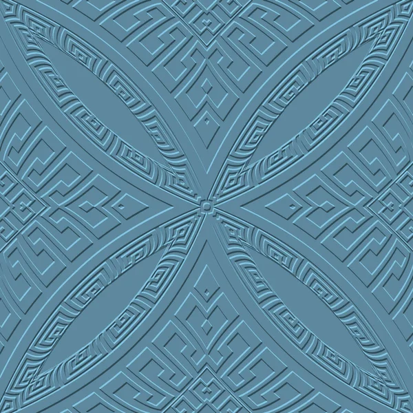 Текстурированный Синий Трехмерный Безseamless Узор Тиснутый Фон Векторное Повторение Рельефа — стоковый вектор