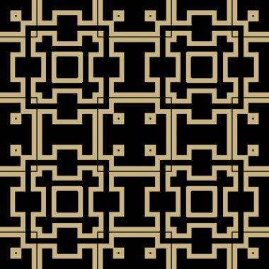 Zarif geometrik kusursuz desen. Süslü kareler arka planı. Tekrarlanan modern geometrik altın süsler. Yapılandırılmış desenli güzel tasarım. Sonsuz süsleme dokusu. Parmak izi, kumaş, kiremit için..