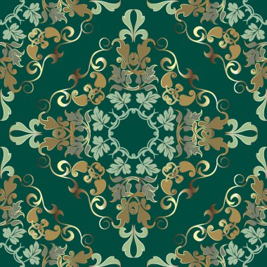 Floral vintage seamless pattern. Beautiful ornamental vector background. Repeat ornate patterned backdrop. Baroque Damask style luxury ornament. Modern design. Endless texture. Vintage flowers, leaves