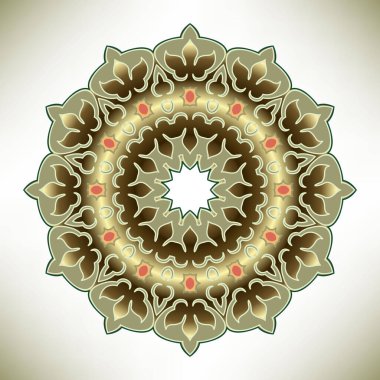 Floral gold 3d mandala pattern. Surface golden flowers ornament. Vector ornamental luxury background. Beautiful ornate flower. Decorative vintage style design. Patterned 3d texture.