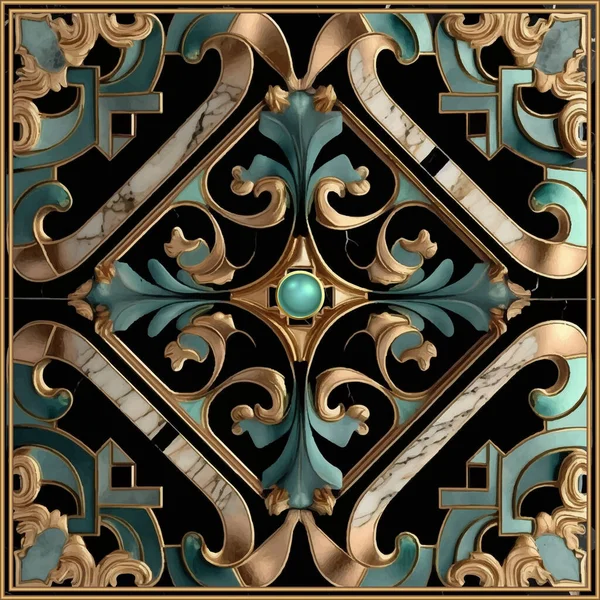 Marble Art Deco Inlaid Floral Seamless Pattern Luxury Vector Marble — Image vectorielle