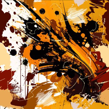 Colorful dirty brush strokes chaotic seamless pattern. Hand drawn modern paint artistic ornament with drawing doodles, splashes, splatters, lines. Vector urban messy background. Endless texture.