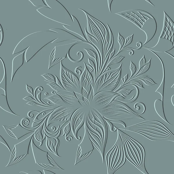 Belles Fleurs Texturées Motif Sans Couture Fond Vectoriel Vintage Relief — Image vectorielle