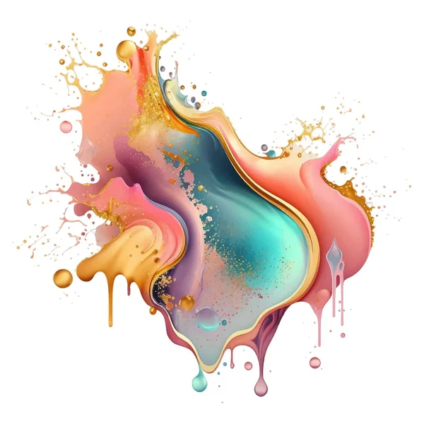 Vloeibare Vloeistof Kleurrijke Aquarelvlek Vlek Spatten Druppel Druppel Heldere Abstracte — Stockvector