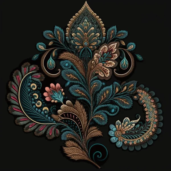 織物花トルコPaisleyパターン要素 タペストリー民族スタイルの背景イラスト ヴィンテージ高級刺繍ペイズリーの花の装飾 表面の質感を整えます 現代のグランジデザイン — ストックベクタ