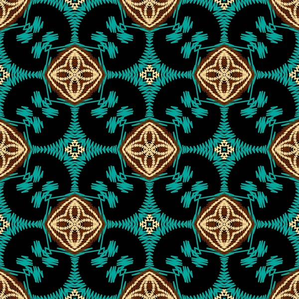 Tapijt Bloemen Etnische Stijl Vector Naadloos Patroon Decoratieve Textuur Achtergrond — Stockvector