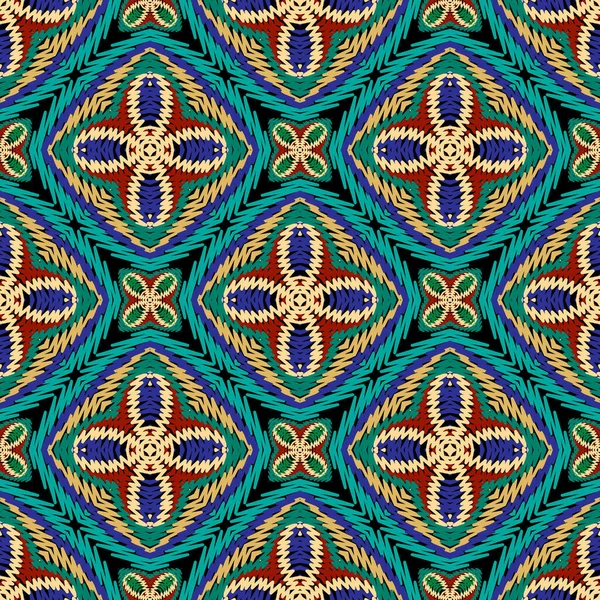 Wandteppich Floralen Ethnischen Stil Vektor Nahtlose Muster Ornamentaler Strukturierter Hintergrund — Stockvektor