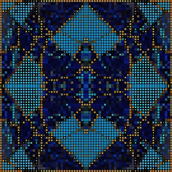 Halftone Blauwe Vierkanten Naadloos Patroon Halve Toon Kleurrijke Vector Achtergrond — Stockvector