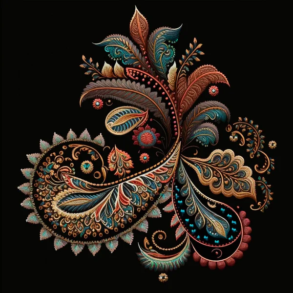 タペストリー花のレイシートルコ語ペイズリー模様の要素 テクスチャ付きエスニックスタイルの背景イラスト ヴィンテージ高級刺繍ペイズリーの花の装飾 表面の質感を整えます 現代のグランジデザイン — ストックベクタ