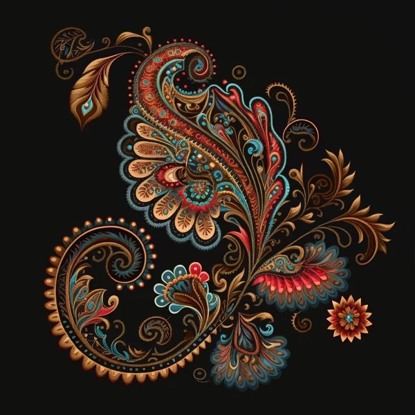 テクスチャ花のレイシートルコ語ペイズリーパターン要素 タペストリー民族スタイルの背景イラスト ヴィンテージ高級刺繍ペイズリーの花の装飾 表面の質感を整えます 現代のグランジデザイン — ストックベクタ