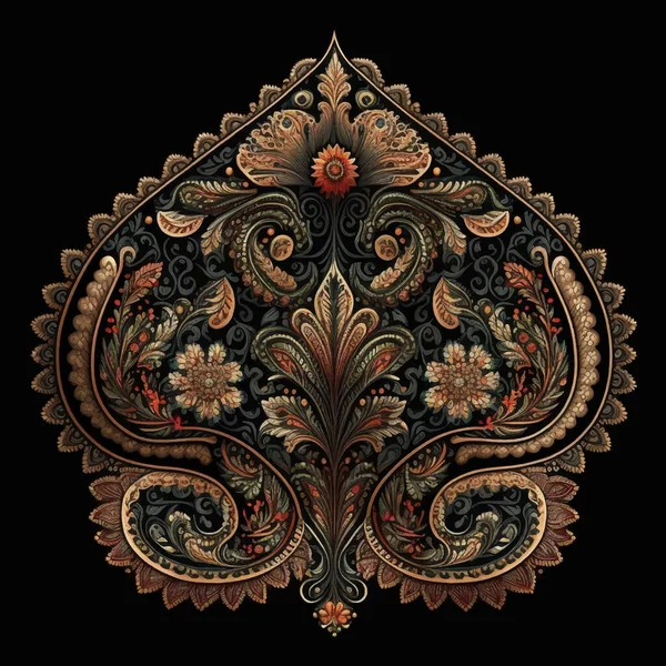 Wandteppich Florale Spitze Türkisches Paisley Musterelement Texturierte Ethnische Hintergrundillustration Vintage — Stockvektor
