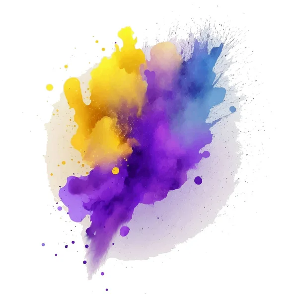 Пятна Брызг Акварели Сине Желтых Фиолетовых Цветах Акварельные Мазки Красивая — стоковый вектор
