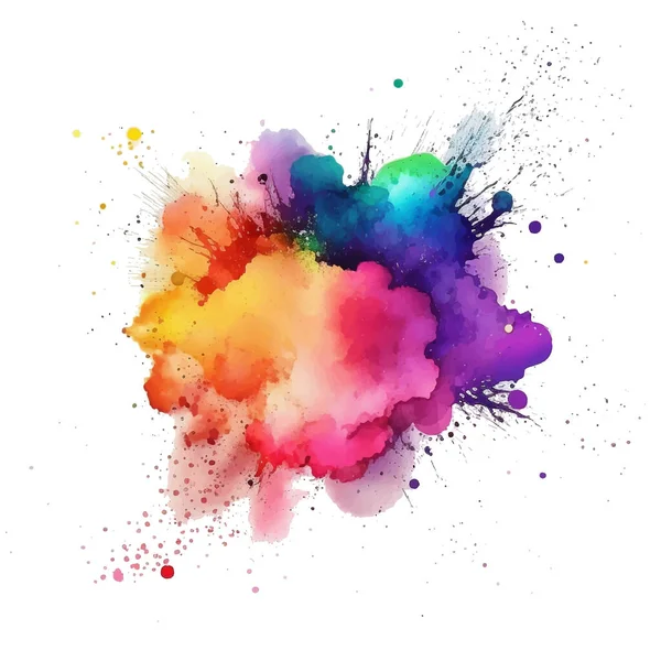Bright Colorful Watercolor Splash Splatter Stain Brush Stroke White Background — Stock Vector