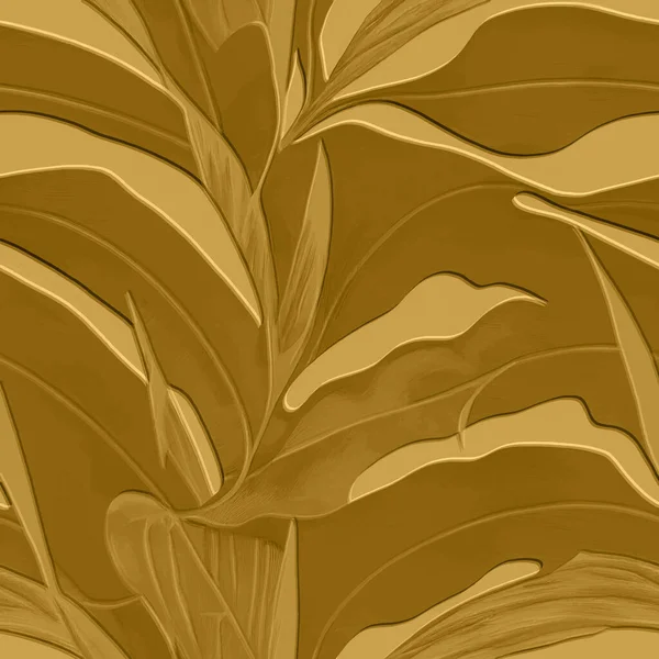 Blattprägung Nahtloses Muster Herbstfarben Geprägte Pflanzen Hinterlassen Hintergrundinformationen Erleichterung Vor — Stockvektor