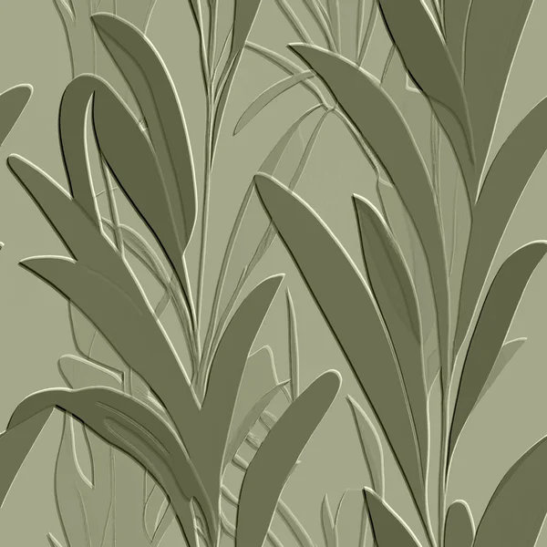 Leafy Goffratura Tropicale Modello Senza Soluzione Continuità Piante Verdi Goffrate — Vettoriale Stock