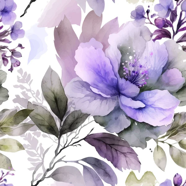 Aquarell Eleganz Blumen Nahtlose Muster Schmutziger Aquarell Hintergrund Handgezeichnete Farbe — Stockvektor
