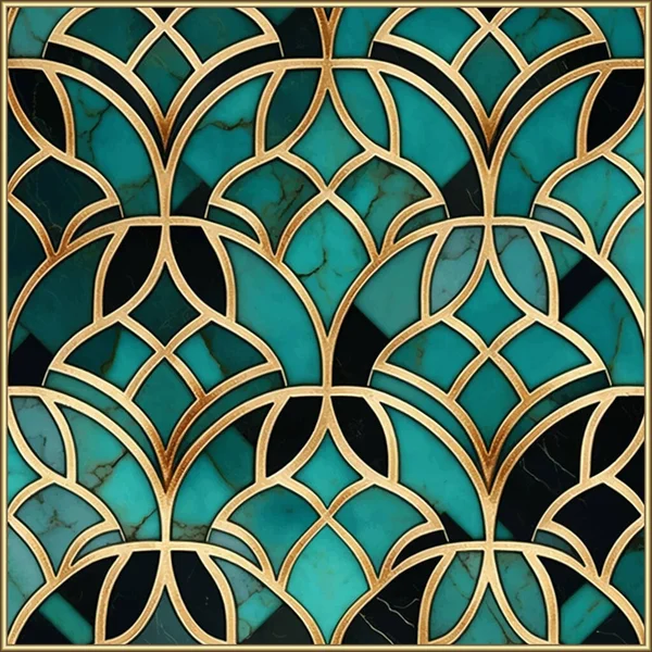 Art Déco Modèle Sans Couture Marocain Mosaïque Arabe Aquarelle Décoration — Image vectorielle