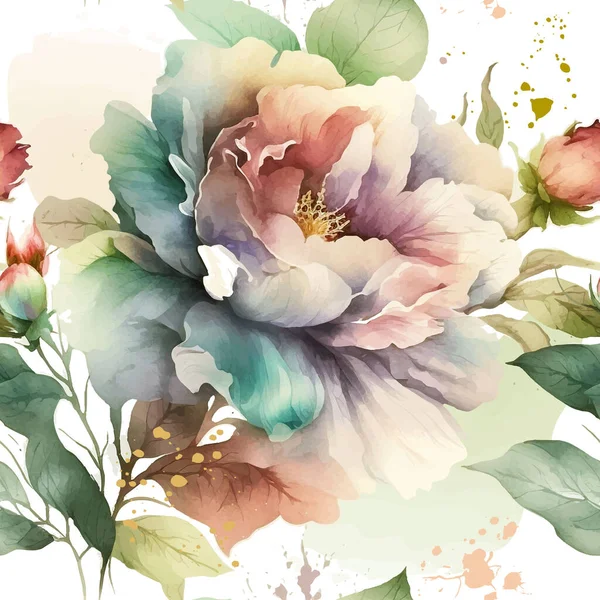 Розфарбовані Рукою Акварельні Квіти Безшовний Візерунок Фону Ілюстрація Квітучими Трояндами — стоковий вектор