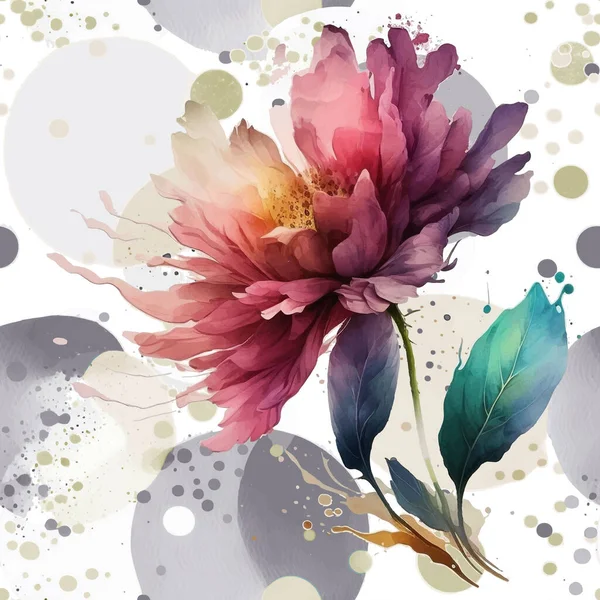 아름다운 수선화꽃은 물없는 무늬를 그렸다 더러운 색깔의 Aquarelle Vector Background — 스톡 벡터