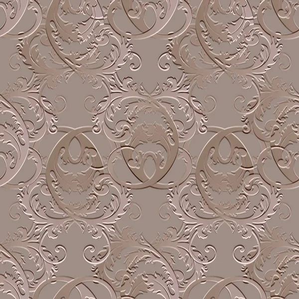 Vintage Baroque Motif Sans Couture Vecteur Relief Fond Coloré Répéter — Image vectorielle