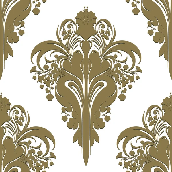 Vintage Art Nouveau Patrón Sin Costura Floral Vector Ornamental Antiguo — Archivo Imágenes Vectoriales